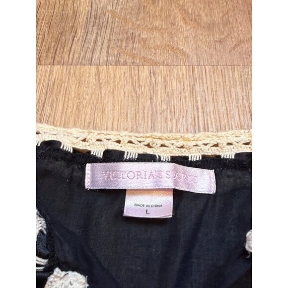 Y2K Victorias Secret Black & White Cotton Boho Cottagecore Lingerie Thong Set La - Picture 6 of 11